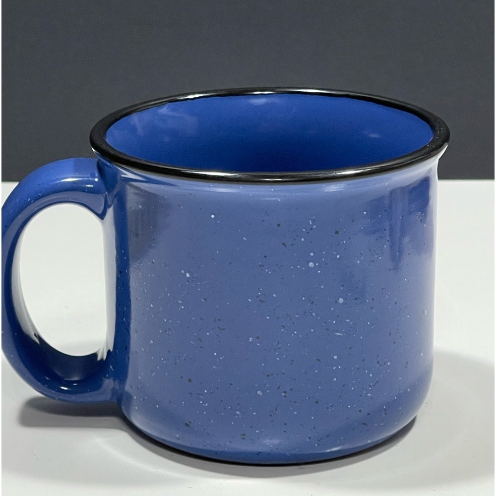 14oz Marlboro Unlimited Blue Speckled Stoneware/Black Rim Coffee Mug (T38)